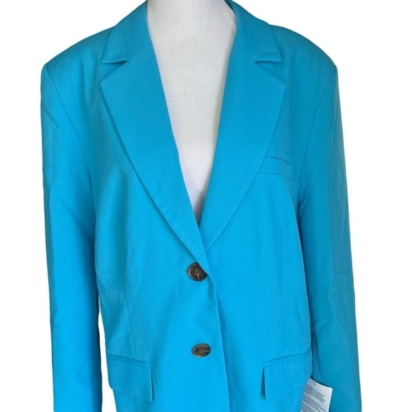 ASOS DESIGN - NWT Tall Relaxed Straight Suit Blazer in Turquoise Blue Sz 8 Tall - Picture 2 of 11